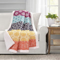 Lush Decor Bohemian Stripe Sherpa Throw Blanket, 50" W x 60" L, Fuchsia & Orange - Bold Colorful Boho Stripe Design - Quilted Print - Soft Sherpa Blanket For Bed, Couch, Or Chair