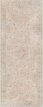 GENIMO Runner Rug 2'6"x10 Machine Washable Non Slip Vintage Hallway Runner Rug, Low Pile Lightweight Rugs for Indoor Entryway, Hallway, Kitchen and Corridor, Light Pink