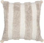 Boho Pillow Covers 18X18 Inch Boho Tufted Linen Throw Pillow Covers Decorative Pompoms Cushion Cover Farmhouse Pillow Case for Couch Sofa Bed Living Room Bedroom,Natural Beige