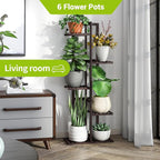 BMOSU Bamboo Plant Stand for Indoor Outdoor Plants Corner Tall Plant Shelf 6 Potted Holder Shelf Plant Rack Holder Display Rack(Brown)