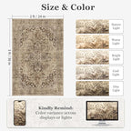 Medallion Brown 2x3 Entryway Rug, Washable Kitchen Rugs Non Slip, Ultra Thin Medallion Door Mat Indoor Entrance Back Front Door, Low Pile Retro Small Rug for Inside Entry/Foyer/Bathroom/Bedside
