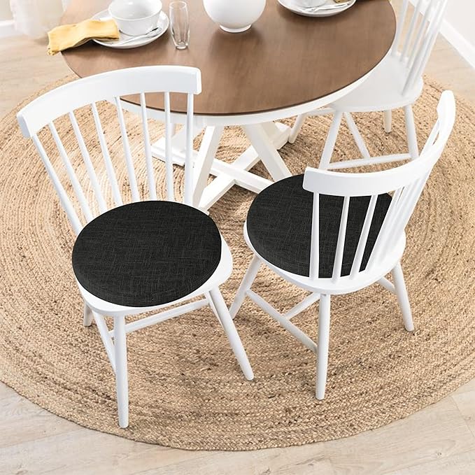 Tromlycs Round Chair Seat Cushion Pad 14 inch for Circle Stool Chairs Non Slip Decorative Foam Cushion Pillow, 1 Piece, 14 x 14 inches, Black