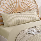 JELLYMONI Pillowcases Body Size Light Sand 1 Pack Boho Striped Bed Pillow Covers 20x54in Polyester Envelope Pillow Shams Tufted Bohemian Textured (Pillows are not Included)