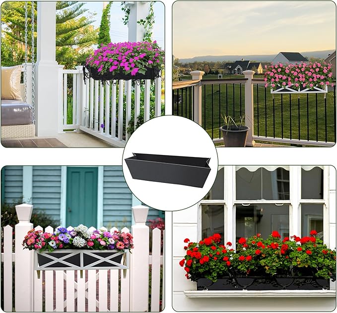 4PCS 30Inch Rectangle Window Box Liner Felt Planter Basket Liner Insert Black Plant Container Liners Non Woven Fabric Liner for Garden Fence Wall Railing Hanging Flower Pot - Avoid Bird Nesting
