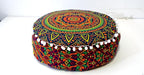 INDIAN CRAFT CASTLE ICC Floor Pillows & Cushion Covers Decorative Hippie Mandala Pouf Pillow Covers Seating Meditation Cushion Cover Large Boho Ottoman Case Pillowcase Couch New Blue, 18" Round