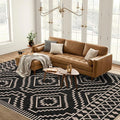 Lahome Bijou Moroccan Easy Jute 6x9 Rug for Living Room, Washable Indoor Outdoor Patio Rug, Farmhouse Dining Room Carpet Non Slip Contemporary Black Carpet for Backyard Deck Office Decor