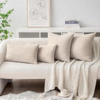MIULEE Pack of 2 Couch Throw Pillow Covers 12x20 Inch Soft Light Brown Chenille Lumbar Pillow Covers for Sofa Living Room Solid Dyed Cases