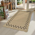 LIVEBOX Scalloped Easy Jute Checkered 3x5 Outdoor Rug, Washable Non-Slip Tan Rugs for Entryway, Geometric Indoor Outdoor Rug Farmhouse Boho Carpet Door Mat for Patio Porch Bedroom Living Room Modern