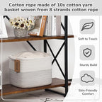 Goodpick Woven Storage Basket, Cotton Rope Baby Laundry Basket for Toy Storage, 13" x 10" x 9" Rectangle Stylish Gift Baskets with Handles, Decorative Clothes Organizer for Bedroom