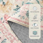 Lahome Sylvie Boho Hallway Runner Rug 2x6,Floral Kitchen Runner Rugs Non Skid Washable,Super Soft Indoor Throw Carpet for Girls Bedroom Bedside Bathroom Laundry Room, Pink/Multi