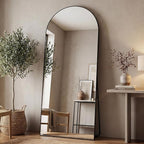 Antok 71" x32” Arched Full Length Floor Mirror, Black Aluminum Frame, Free Standing/Wall Mount/Leaning for Bedroom, Living Room, Dressing Room