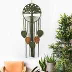 Large Tree of Life Dream Catchers, Macrame Wall Hanging, Boho Woven Tapestry, Macrame Wall Decor Art for Adults Boys Girls Bedroom Wedding Party, Festival Blessing Gift (Green & Brown)