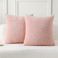 FUTEI Pink Throw Pillow Covers 24x24 Inch Set of 2,Furry Faux Fur Teddy Boucle Textured Cushion Covers,Soft Fluffy European Pillow Shams,Home Decor for Couch Bed Living Room Office