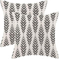Boho Pillow Covers 18 x 18 Inch Pack of 2, Black and White Bohemian Ethnic Herringbone Pattern Decorative Throw Pillow Covers Vintage Linen Farmhouse Outdoor Pillowcase for Bedroom Home Sofa Decor