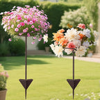 Tellingyou 2 Pack Adjustable Outdoor Flower Pot Stand, Metal Outdoor Plant Stands, Spring Summer Versatile Plant Stand Garden Stake for Display Plants, Elegant Solution for Landscaping Decor (Brown)