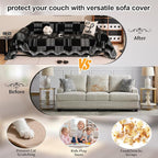 ROOMLIFE Black Couch Cover Sofa Covers, Chenille Couches Covers for 3 Cushion Sofas, Non Slip Soft Breathable Sofa Slipcovers for Pet, Washable Furniture Protector with Tassel,71''X134”