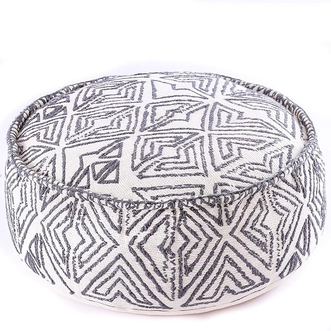 Mandala Life ART Pouf Ottoman - 20x20x20 - Foot Rest Stool White Pouf
