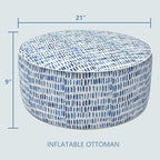 LVTXIII Outdoor Inflatable Ottoman Stool, Patio Water Repellent Footrest Stool with Handle, Portable Outside Round Ottoman for Patio Garden, Camping or Home Use, 21"x21"x9", Blue Pebble