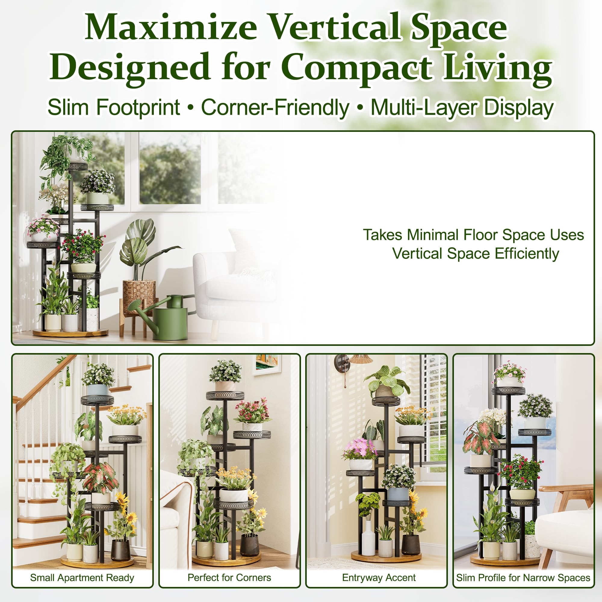 Black Stand Plants, 5-Tier Metal Plant Stands for Outdoor Indoor Plants,Heavy Duty Flower Pot Stands for Multiple Plants,Decoration Display Racks for Patio Garden -BlackFlower - color: BlackFlower, size: 5-tiers
