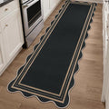 Scalloped Easy Jute Hallway Runner Rug, 2.6x8 Kitchen Non Slip Runner Washable Outdoor Indoor Long Rug, Farmhouse Morden Carpet for Porch Bedroom Laundry