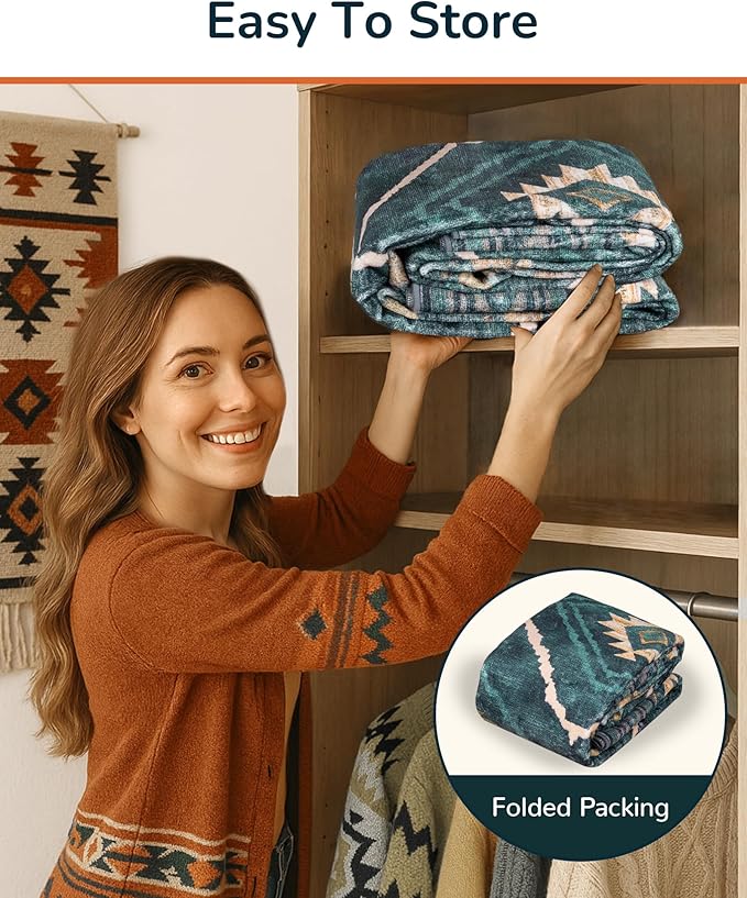 Area Rug 9x12 Rug Machine Washable Non-Slip Low Pile Print Pattern Western Rug for Living Room Bedroom Entryway Tribal Series -Teal/Green