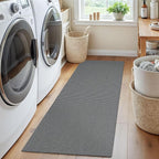 EARTHALL Woven Runner Rug 2x5 Ft Washable Runners for Hallways Cotton Non Slip Rubber Backed Kitchen Runner Braided Indoor Floor Carpet for Entryway, Hallway, Kitchen, Bedroom, Dark Gray