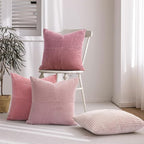 Topfinel BlushPink Throw Pillow Covers 24x24 Set of 4,Baby Pink Boho Soft Corduroy Home Decor Cushion Cases for Couch,Living Room,Bedroom,Sofa,Balcony and Outdoor (60 * 60 cm)