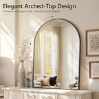 Arched Wall Mirror for Bathroom,Mirrors for Wall,35"x55",Vanity Mirror for Bedroom Dresser, Entryway, Living Room, Metal Frame,Hanging or Leaning Against(Black)