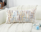 PANOD Coastal Decorative Lumbar Pillow Cover 14 x 20 Inch, Boho Long Pillow for Bed, Colorful Neutral Accent Farmhouse Long Body Pillow for Couch Sofa Bedroom Livingroom