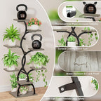 Plant Stand Indoor with Grow Light - 8 Tiered Plant Shelf Indoor, Corner Plant Stand, 49" Tall Plant Shelf with Lights for Indoor Growing, Lighted Flower Holder for Living Room, Balcony (Gray)