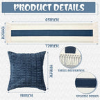 Extra Large Outdoor Boho Picnic Blanket 91'' x 71'' Blue Table Runner 6 Throw Pillow Cover Woven Cotton Yarn Oversize Beach Blanket Washable for Picnic Camp Wedding
