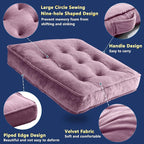 Floor Pillow Set of 4, Memory Foam Meditation Cushion, Floor Cushions for Adults Sitting, Large Square Seat Cushions for Yoga, Living Room, 20x20 Inch (Purple)
