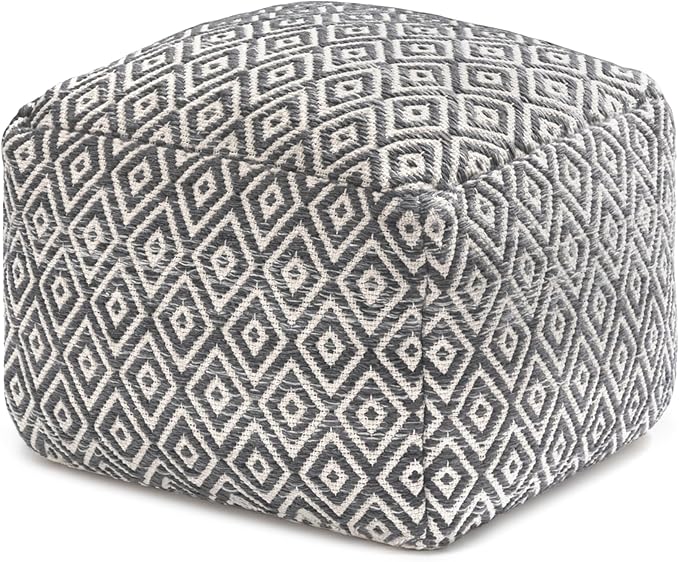 Anji Mountain Pouf Ottoman Foot Rest, Handmade Ottoman Pouf, Comfortable Foot Stool, Decorative Floor Seating for Living Room Decor, Bedroom & Home Décor Accent - Charcoal
