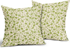 Lime Green Floral Pillow Covers 20x20 Set of 2 Vintage Rustic Old Style Cute Small Flower Green Cream Print Decorative Outdoor Pillowcases Farmhouse Throw Cushion Case Decor for Couch Sofa Bed