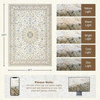Area Rugs 9x12 Living Room Rug: Washable Rug Soft Vintage Boho Carpet Indoor Floor Non-Slip Stain Resistant Large Carpets for Bedroom Dining Room Farmhouse Nursery Home Office Beige