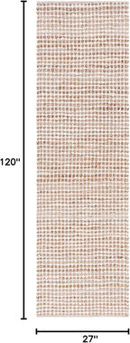 SAFAVIEH Natura Collection Runner Rug - 10' Runner, Beige & Ivory, Transitional Design, Ideal for High Traffic Areas in Hallway, Bathroom & Kitchen (NAT349B-210)