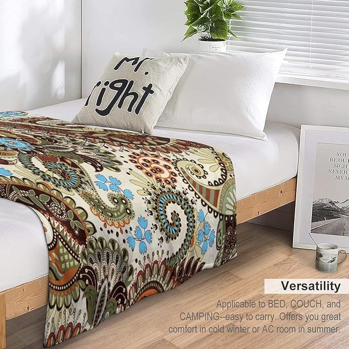 Vintage Bohemian Throw Blanket Indian Mandala Colorful Pattern Blanket for Sofa Bed Couch Chair Or Dorm 30"x40"