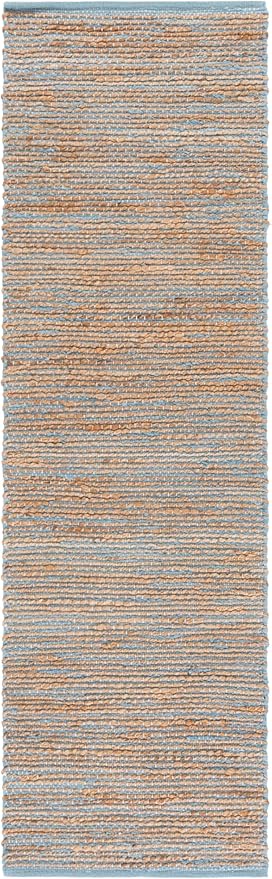 SAFAVIEH Cape Cod Collection Runner Rug - 2'3" x 8', Blue & Natural, Handmade Jute, Ideal for Living Room, Hallway, Foyer, Bedroom (CAP236M-28)
