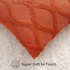 decorUhome Spring Throw Pillow Covers 16x16 Inch Set of 2, Soft Plush Faux Fur Wool Rust Accent Couch Pillow Covers for Modern Farmhouse Bed Sofa Living Room