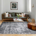 Area Rug 5×7, Vintage Boho Rug,Ultra-Soft Low Pile, Washable, Non Slip,Stain Resistant Printed Carpet for Living Room Bedrooms Playroom Office Kitchen, Dark Stone