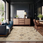 Machine Washable Rug for Living Room: 6x9 Area Rugs Boho Vintage Rug Stain Resistant Non Slip Low Pile Soft Lightweight Carpets for Bedroom Kitchen Dining Room Nursery Kids Room Farmhouse