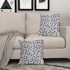 Navy Blue Floral Pillow Covers 18x18 Set of 2 Vintage Rustic Old Style Cute Small Flower Blue Cream Print Decorative Outdoor Pillowcases Farmhouse Throw Cushion Case Decor for Couch Sofa Bed