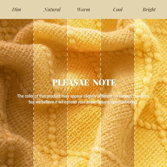 BATTILO HOME Mustard Throw Blanket with Fringe Geometric Bed Yellow Throws Summer Breathable Decorative Large Throw for Couch Sofa Indoor Outdoor (Yellow, 50"x60")