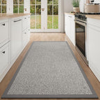 Washable Runner Rug 3x5 Jute Like Entryway Indoor Runner Mat Rugs Non Slip, Woven Soft Farmhouse Area Boho Floor Carpet for Hallway Kitchen Laundry Hall Backdoor Bedroom Living Room, Grey