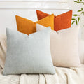 Set of 4 Soft Textured Decorative Throw Pillow Covers 18x18 Inch Cozy Farmhouse Cushion Cover Square Accent Pillow Cases for Bed Couch Sofa Living Room, Beige Aqua Burnt Orange
