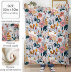 Throw Blanket for Couch, 300GSM Warm Soft Cozy Flannel Blanket, Cute Blanket for All Seasons Bedroom Home Decor Gifts, Cute Boho Flowers 50x60 Inches