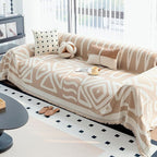 Boho Couch Cover Blanket for Sofa, Boho Chenille Sofas Cover Blanket, Boho Sofa Throw Cover, Chenille Blanket Couch Throw Covers for Recliner Couch Cover Pet Friendly Washable(Khaki, 71"x 71")