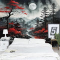 Atrippy Extra Large Anime Wall Tapestry for Bedroom Aesthetic, Black Forest Japanese Moon Tapestry Wall Hanging, Vintage Nature Mountain Art Decor Tapestries Dark Landscape Backdrop for Living Room 71"X90"