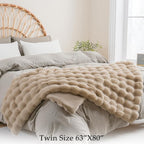 BENVWE Faux Fur Throw Blanket for Couch Bed - Fluffy Soft Thick Bubble Blanket for Living Room Home Decor - Mothers Day Birthday Gifts for Women, Beige, 63" x 80"
