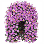 HyeFlora Artificial Fake Hanging Flowers with Basket for Outdoor Decoration,UV Resistant Faux Silk Daisy Flowers Light Fuchsia Orchid Vines in Planter Realistic Hanging Baskets for Home Porch Garden